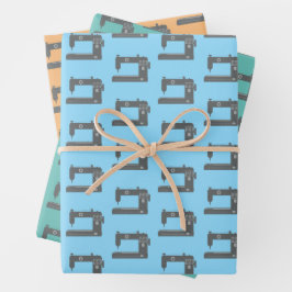 Tailor's Naaimachine Elegant Sinaasappel Blauw Gro Inpakpapier Vel