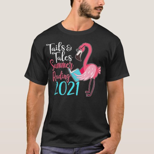 Tails and Tales Summer Reading 2021 Cute Flamingo T-shirt (Voorkant)