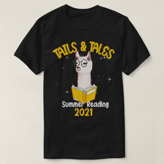 Tails and Tales Summer Reading 2021 Llama Book Lov T-shirt (Design voorkant)