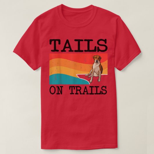 Tails on trails English fohound Dog Funny Hiking T-shirt (Design voorkant)
