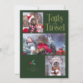 Tails & Tinsel Dog Foto Groene Kerst Feestdagenkaart (Voorkant)