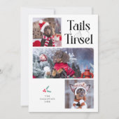 Tails & Tinsel Dog Foto Witte Kerst Feestdagenkaart (Voorkant)