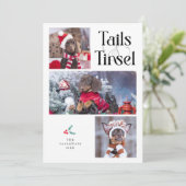 Tails & Tinsel Dog Foto Witte Kerst Feestdagenkaart (Staand voorkant)