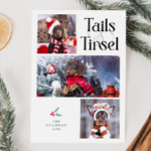 Tails & Tinsel Dog Foto Witte Kerst Feestdagenkaart