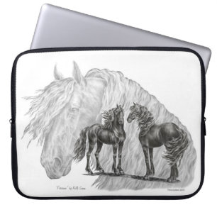 Tails van zwarte Friesian Horses Laptop Sleeve