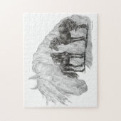 Tails van zwarte Friesian Horses Legpuzzel (Verticaal)