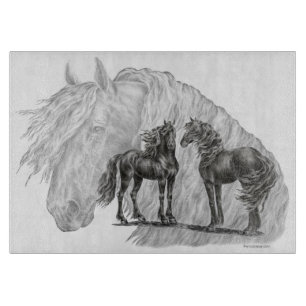 Tails van zwarte Friesian Horses Snijplank