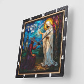 tained Glass: Dear God I Trust You Vierkante Klok (Hoek)