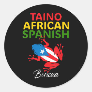 Taino Afrikaans Spaans Coqui Puerto Rico Vlag Bori Ronde Sticker