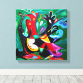 Taino Dance, Puerto Rico Art Canvas Afdruk (Insitu (Houten vloer))