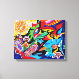 Taino en Vejigantes - Kunst van Galina Canvas Afdruk