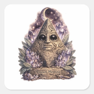 Taíno-Geïnspireerde Driehoekige Cemí Mystieke Wicc Vierkante Sticker