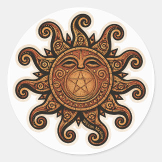 Taíno-geïnspireerde Sol de Jayuya & Wiccan Pentagr Ronde Sticker