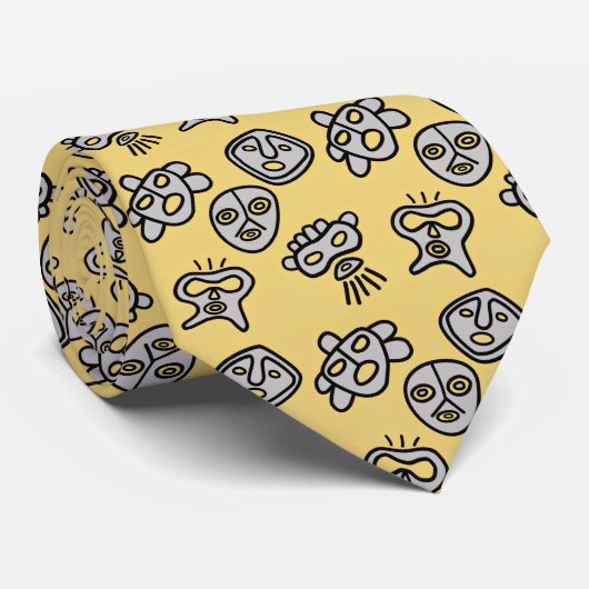 Taino Masks tie yellow Stropdas (Opgerold)