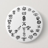 Taino Peace Ronde Button 7,6 Cm (Voorkant)