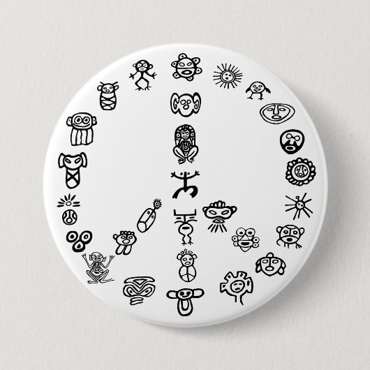 Taino Peace Ronde Button 7,6 Cm (Voorkant)