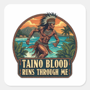Taino Warrior Puerto Rico Inheems Caribisch gebied Vierkante Sticker