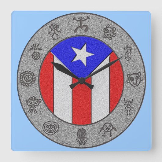 Taino Wheel Vierkante Klok (Voorkant)