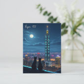 Taipei 101 katten bij nacht briefkaart (Staand voorkant)