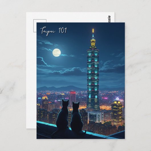 Taipei 101 katten bij nacht briefkaart (Voorkant / Achterkant)