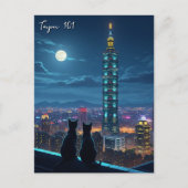 Taipei 101 katten bij nacht briefkaart (Voorkant)