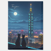 Taipei 101 katten bij nacht magneet (Voorkant)