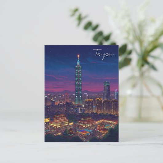 Taipei 101 Taiwan bij nacht Briefkaart (Staand voorkant)