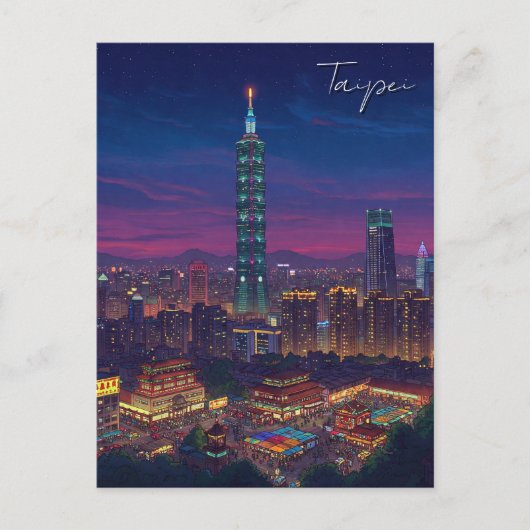 Taipei 101 Taiwan bij nacht Briefkaart (Voorkant)