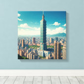 Taipei 101 Taiwan Canvas Afdruk (Insitu (Houten vloer))