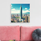 Taipei 101 Taiwan Canvas Afdruk (Insitu (Woonkamer))
