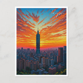 Taipei 101 Taiwan Sunset Briefkaart