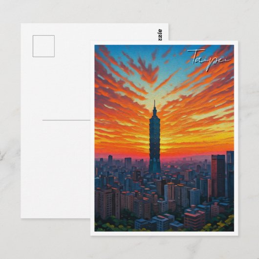 Taipei 101 Taiwan Sunset Briefkaart (Voorkant / Achterkant)