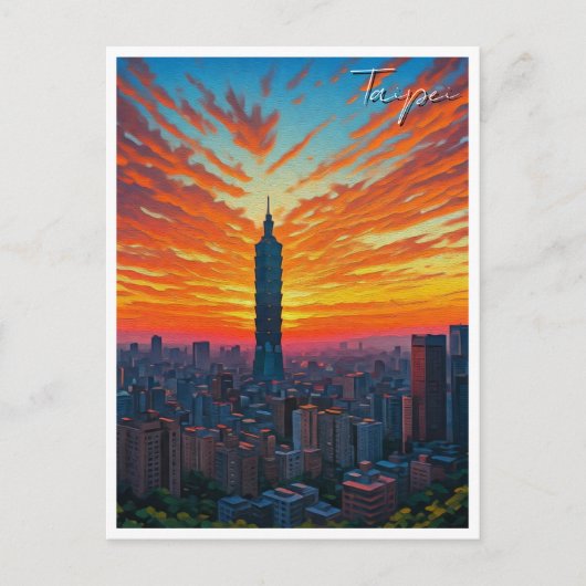 Taipei 101 Taiwan Sunset Briefkaart (Voorkant)