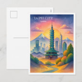 Taipei City Taiwan Skyline Waterverf Feestdagenkaart (Voorkant / Achterkant)