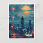 Taipei  kunst reisillustratie briefkaart (Voorkant)