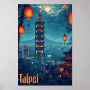 Taipei  Kunst Reizen plaats Illustratie Poster