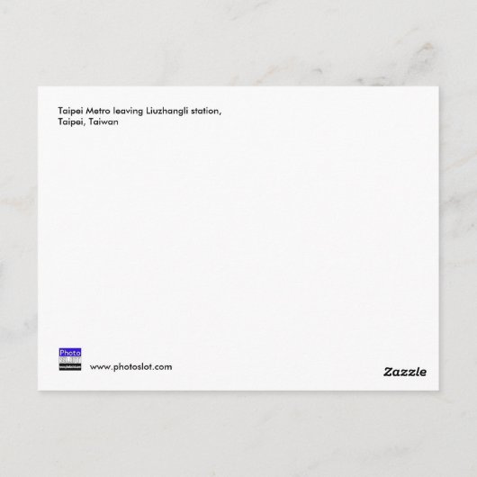 Taipei Metro verlaat Liuzhangli-station Taipei Briefkaart (Achterkant)