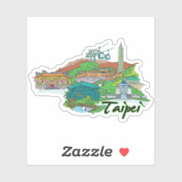 Taipei Seal Sticker Ronde Vlag voor Laptop Boek..