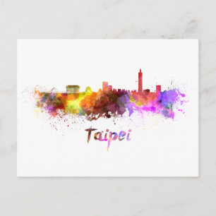 Taipei skyline in waterverf briefkaart