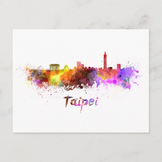Taipei skyline in waterverf briefkaart (Voorkant)