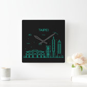 Taipei skyline vierkante klok (Huis)