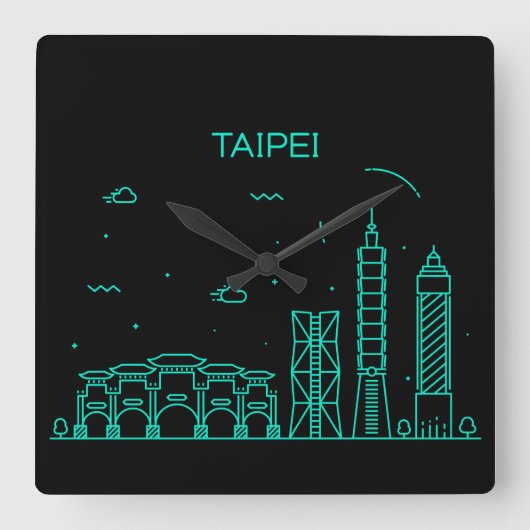 Taipei skyline vierkante klok (Voorkant)