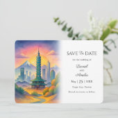 Taipei Stad Taiwan reizen bruiloft Save The Date (Staand voorkant)