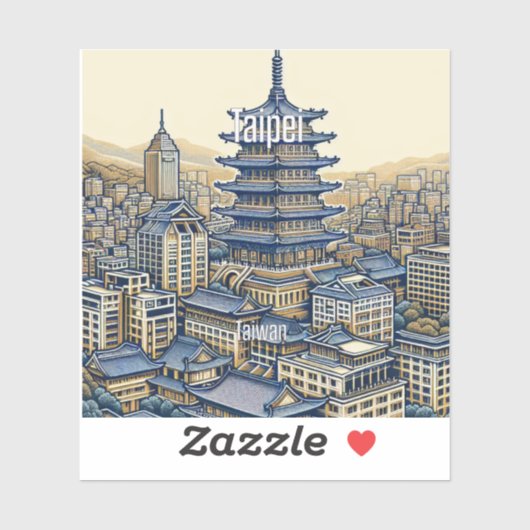 Taipei Taiwan 3 inch Vinyl Sticker (Vel)
