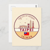 Taipei Taiwan City Skyline Embleem Briefkaart (Voorkant / Achterkant)