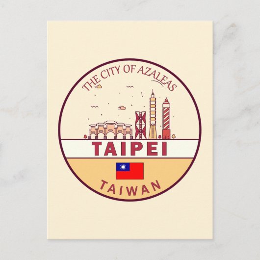 Taipei Taiwan City Skyline Embleem Briefkaart (Voorkant)