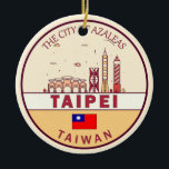 Taipei Taiwan City Skyline Embleem Keramisch Ornament<br><div class="desc">Taipei minimalistisch,  kleurrijk kunstontwerp met monumenten en bezienswaardigheden van de stad in Taiwan.</div>