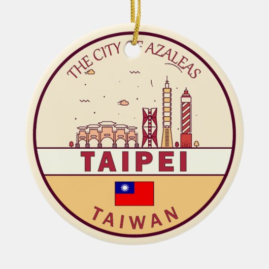 Taipei Taiwan City Skyline Embleem Keramisch Ornament (Voorkant)