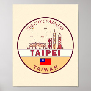 Taipei Taiwan City Skyline Embleem Poster