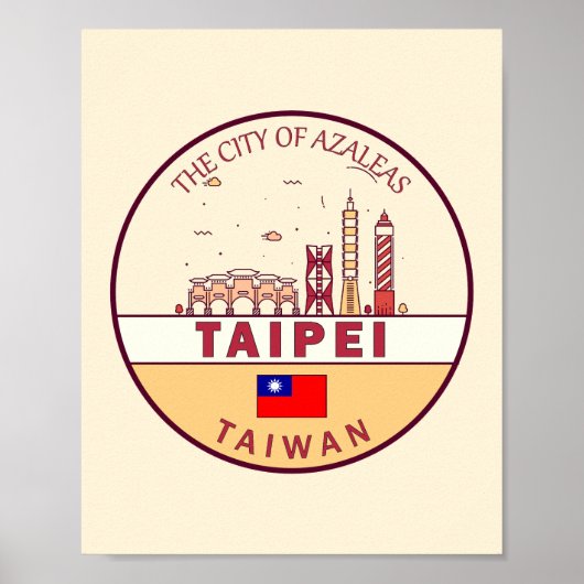 Taipei Taiwan City Skyline Embleem Poster (Voorkant)